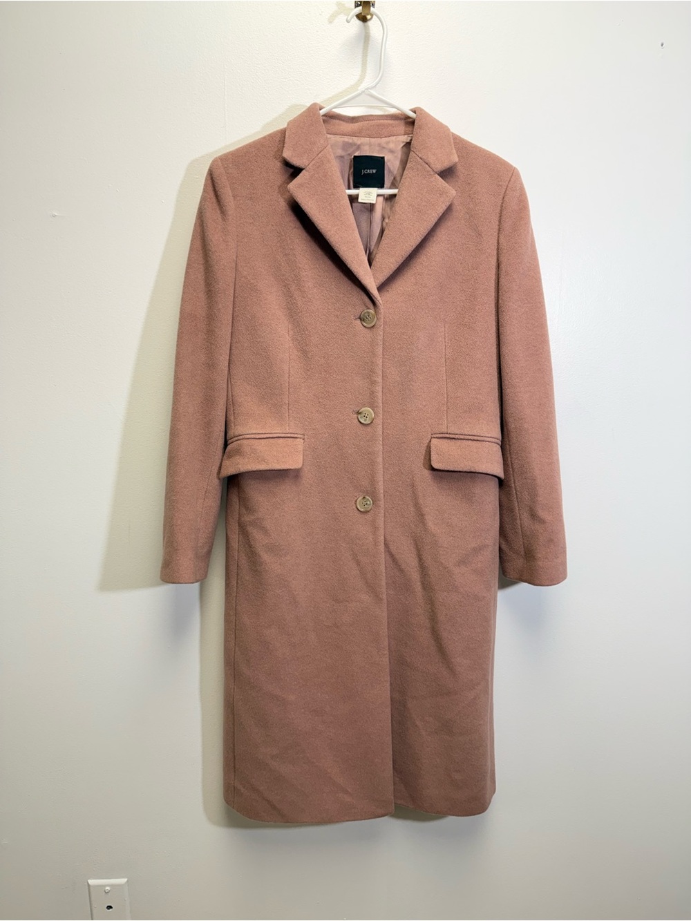 J.Crew Lady Wool Cashmere Dusty Blush Pink Gray Collar Topcoat Coat 6